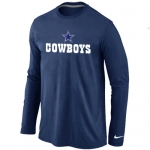 Nike Dallas Cowboys Authentic Logo Long Sleeve T-Shirt D.Blue