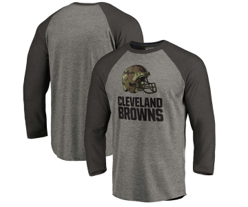 Cleveland Browns NFL Pro Line by Fanatics Branded Black Gray Tri Blend 34-Sleeve T-Shirt
