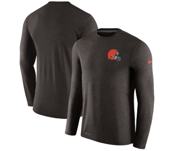 Men's Cleveland Browns Nike Brown Coaches Long Sleeve Performance T-Shirt