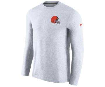 Men's Cleveland Browns Nike White Coaches Long Sleeve Performance T-Shirt