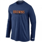 Nike Cleveland Browns Authentic font Long Sleeve T-Shirt D.Blue