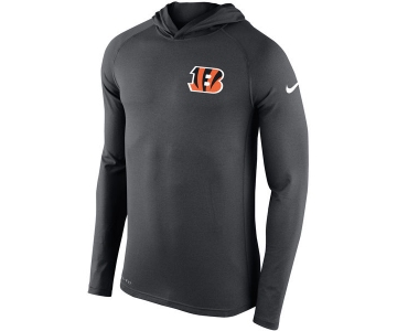 Men's Cincinnati Bengals Nike Charcoal Stadium Touch Hooded Performance Long Sleeve T-Shirt