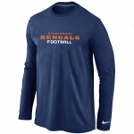 Nike Cincinnati Bengals Authentic font Long Sleeve T-Shirt D.Blue