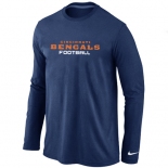 Nike Cincinnati Bengals Authentic font Long Sleeve T-Shirt D.Blue