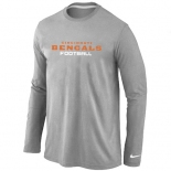 Nike Cincinnati Bengals Authentic font Long Sleeve T-Shirt Grey