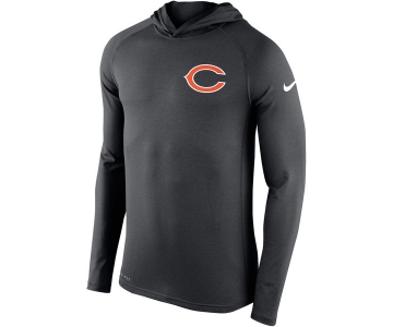 Men's Chicago Bears Nike Charcoal Stadium Touch Hooded Performance Long Sleeve T-Shirt