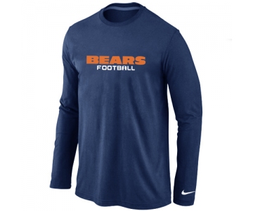 Nike Chicago Bears Authentic font Long Sleeve T-Shirt D.Blue