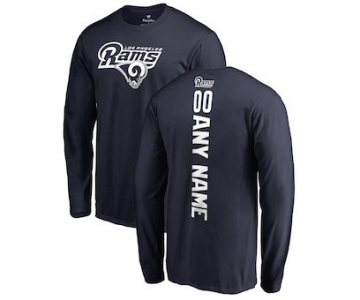 Men's Los Angeles Rams NFL Pro Line Navy 00 Personalized Backer Long Sleeve T-Shirt