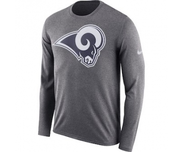 Men's Los Angeles Rams Nike Heathered Charcoal Fan Gear Primary Logo Long Sleeve Performance T-Shirt