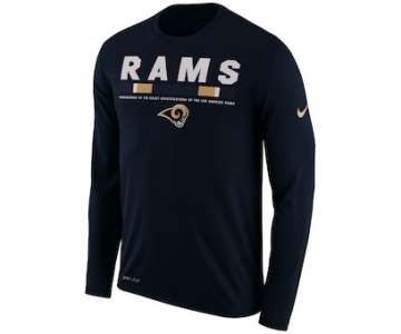 Men's Los Angeles Rams Nike Navy Sideline Legend Staff Performance Long Sleeve T-Shirt