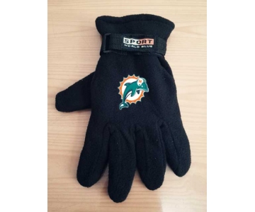 Miami Dolphins NFL Adult Winter Warm Gloves Black