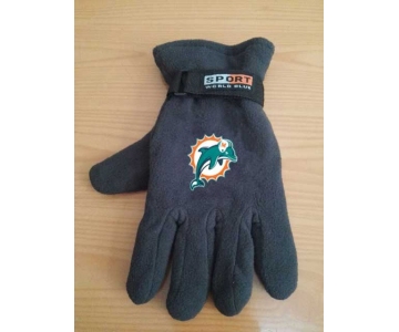 Miami Dolphins NFL Adult Winter Warm Gloves Dark Gray