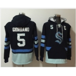 Men's Seattle Kraken #5 Mark Giordano Navy Ageless Must-Have Lace-Up Pullover Hoodie