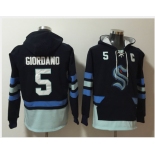 Men's Seattle Kraken #5 Mark Giordano Navy Ageless Must-Have Lace-Up Pullover Hoodie