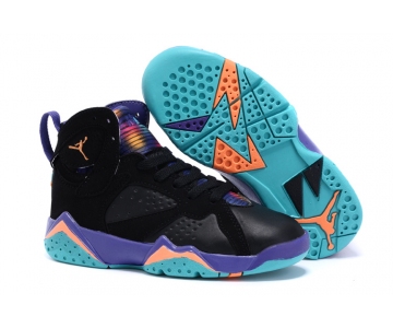 Wholesale Cheap Kids' Air Jordan 7 Retro Shoes Black/blue-yellow