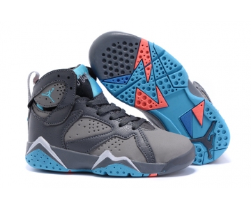 Wholesale Cheap Kids' Air Jordan 7 Retro Shoes Gray/blue-orange