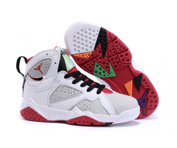 Wholesale Cheap Kids' Air Jordan 7 Retro Shoes White/gray-red-black