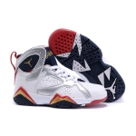 Wholesale Cheap Kids' Air Jordan 7 Retro Shoes White/silver-blue-red-gold
