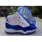 Wholesale Cheap Air Jordan 11 Kids Shoes White/True Blue