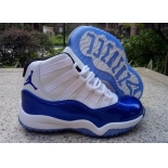 Wholesale Cheap Air Jordan 11 Kids Shoes White/True Blue