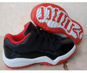 Wholesale Cheap Kids Air Jordan 11 Bred Black/True red-White