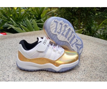 Wholesale Cheap Kids Air Jordan 11 Low Shoes Gold/White