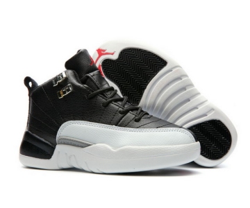 Wholesale Cheap Kids Air Jordan 12 Low Playoffs Black/White-Varsity Red