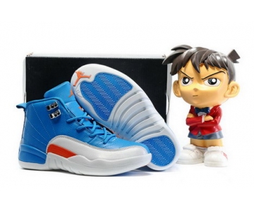 Wholesale Cheap Kids Air Jordan 12 Shoes Blue/White-red