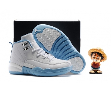 Wholesale Cheap Kids' Air Jordan 12 Shoes North Carolina Blue/white