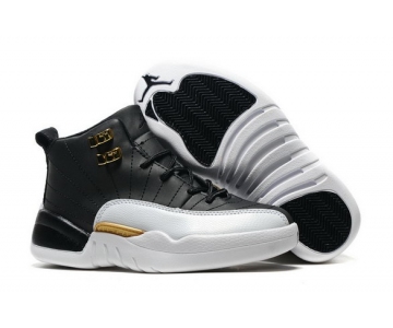 Wholesale Cheap Kids Air Jordan 12 Wings Black/white-gold