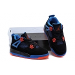 Wholesale Cheap Air Jordan 4 (IV) Kids Shoes Black/blue-orange