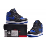 Wholesale Cheap Kids Jordan 1 Shoes Real blue/black