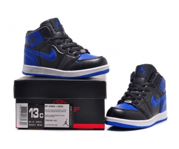 Wholesale Cheap Kids Jordan 1 Shoes Real blue/black