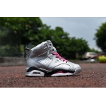 Wholesale Cheap Kids Air Jordan 6 VI Shoes Metallic silver/pink-black