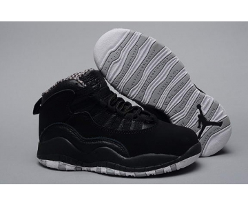 Wholesale Cheap Air Jordan 10 Retro Kids Shoes Black/gray