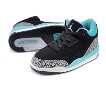 Wholesale Cheap Air Jordan 3 Kids Gg Shoes black/blue-gray cement