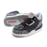 Wholesale Cheap Air Jordan 3 Kids(2017 Release) Shoes Black/gray cement-red
