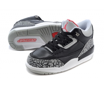 Wholesale Cheap Air Jordan 3 Kids(2017 Release) Shoes Black/gray cement-red