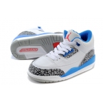 Wholesale Cheap Air Jordan 3 Kids(True Blue 2016 release) Shoes White/gray cement-blue