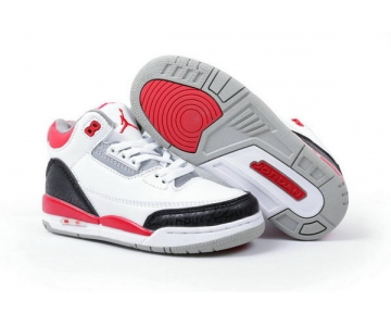 Wholesale Cheap Air Jordan III Kid(2013 Release) Shoes White/Red/Black