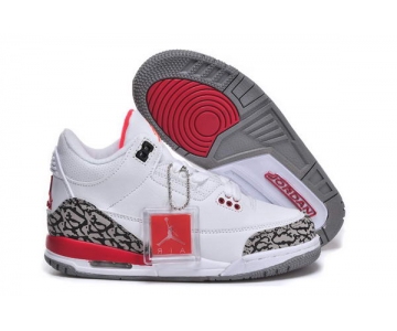 Wholesale Cheap Kids Air Jordan 3 Retro Basketball shoes white/black cement-red