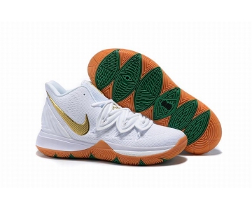 Wholesale Cheap Nike Kyire 5 White Green Godl-logo