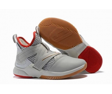 Wholesale Cheap Nike Lebron James Soldier 12 Shoes Grey Red Gold