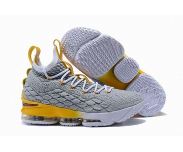 Wholesale Cheap Nike Lebron James 15 Air Cushion Shoes Grey Yellow