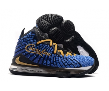 Wholesale Cheap Nike Lebron James 17 Air Cushion Shoes Black Blue Gold