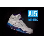 Wholesale Cheap Air Jordan 5 2016 Hornets White/purple-blue