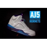 Wholesale Cheap Air Jordan 5 2016 Hornets White/purple-blue