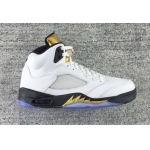 Wholesale Cheap Air Jordan 5 Olympic White/Metallic Gold-Black