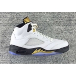 Wholesale Cheap Air Jordan 5 Olympic White/Metallic Gold-Black