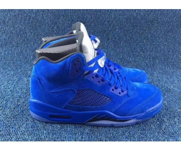 Wholesale Cheap Air Jordan 5 Retro Blue Suede Game Royal/Silver-Black